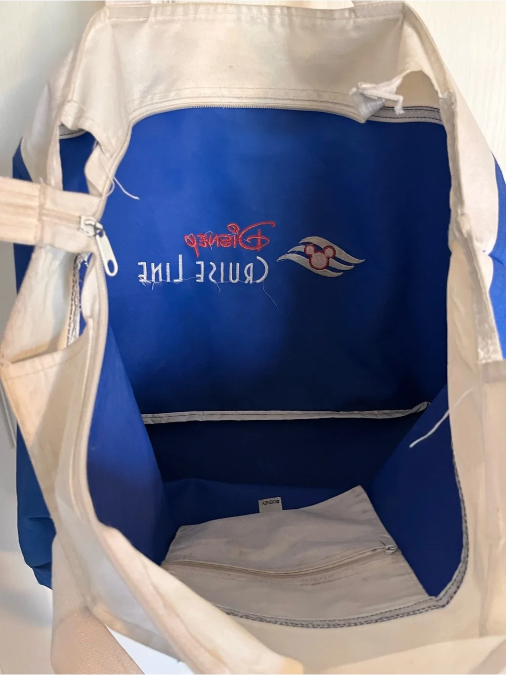 Rare! Disney Cruise Line Mickey Mouse Embroidered Tote Large Beach Bag 22